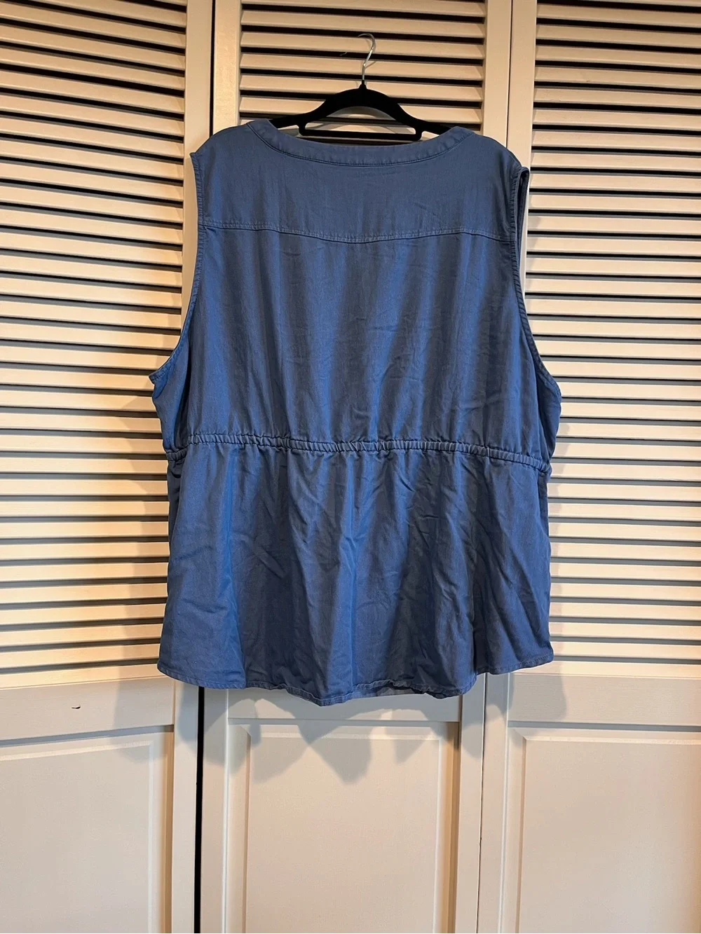 Sleeveless Drawstring Tunic Top - Blue
